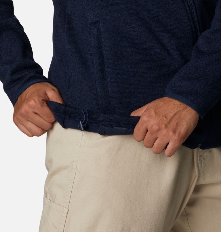 Men's Columbia Sweater Weather Full Zip Fleece Jackets Navy | Plus Size CA-Q0586
